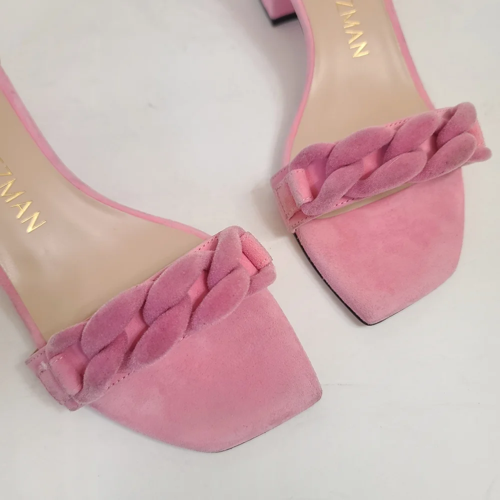 Stuart Weitzman | Amelina 50mm Block Chain Sandals in Pink Size 7 - Picture 3 of 14